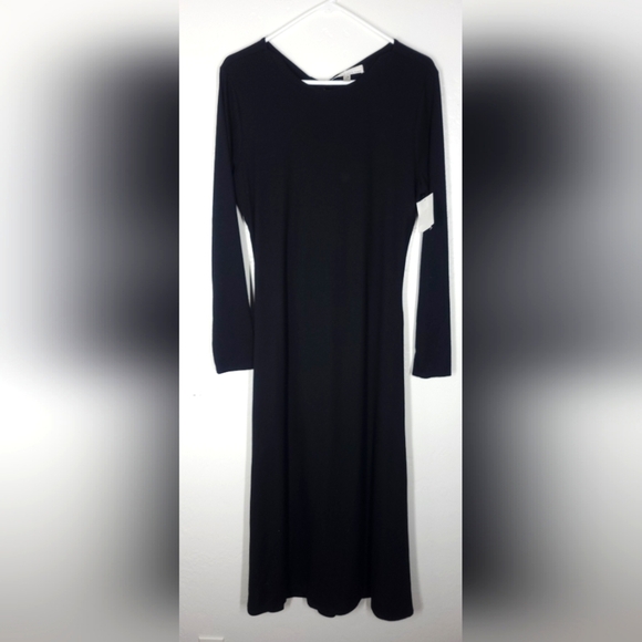 NWT Fourteenth  Place Twist Back Black Maxi Dress Large - Picture 1 of 4